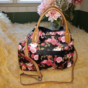 ITALIAN  FLORAL TOTE, LEATHER